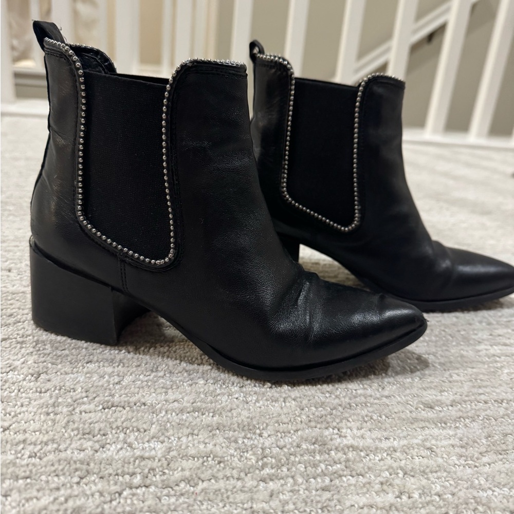 Elegant Black Ankle Boots with Silver Accents